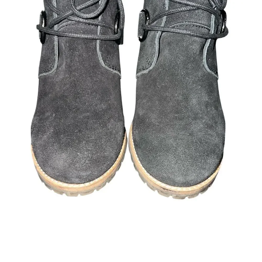 NWOT DIBA True Better Now 3” Wedged Genuine Leather Suede Boots Black SZ 8.5